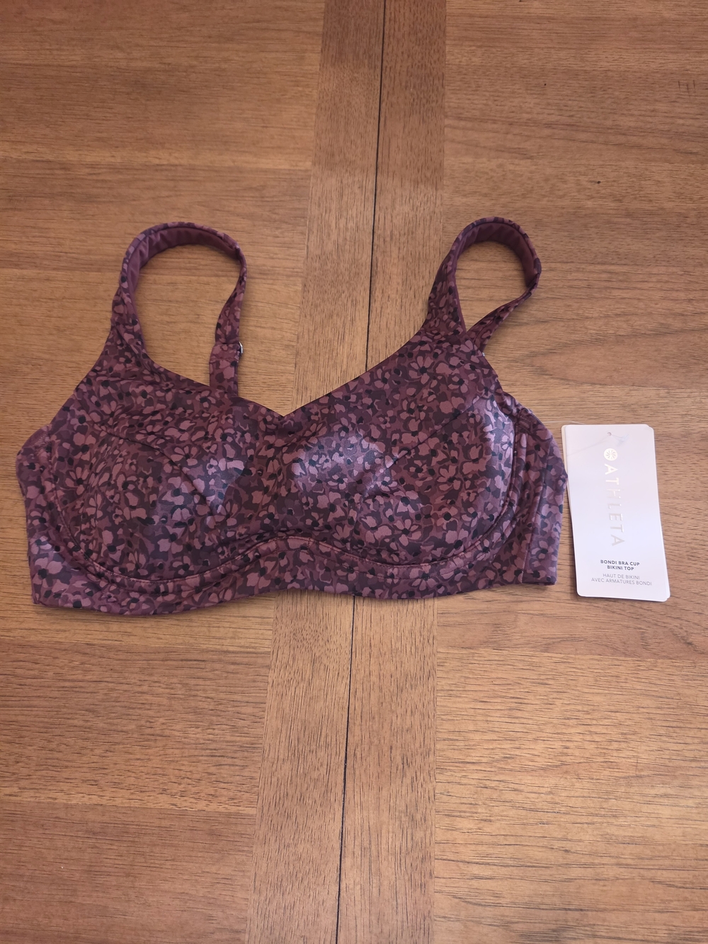 Nwt Athleta Floral/leopard Crop Swim Bikini Top Size 34B/C